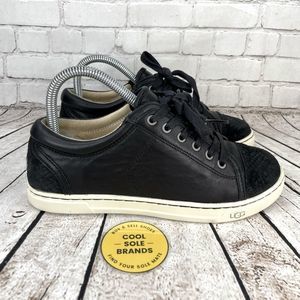 UGG Black shoes, Leather Sneakers, Women 7.